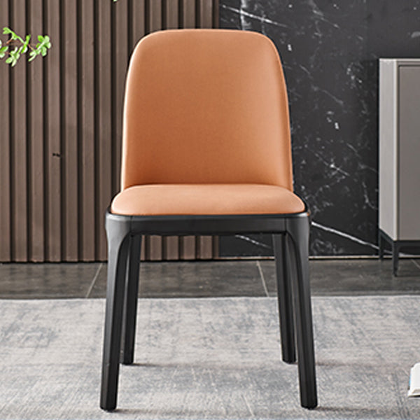 Contemporary Style Dining Chair Solid Back Dining Armless Side Chair with Wooden Legs
