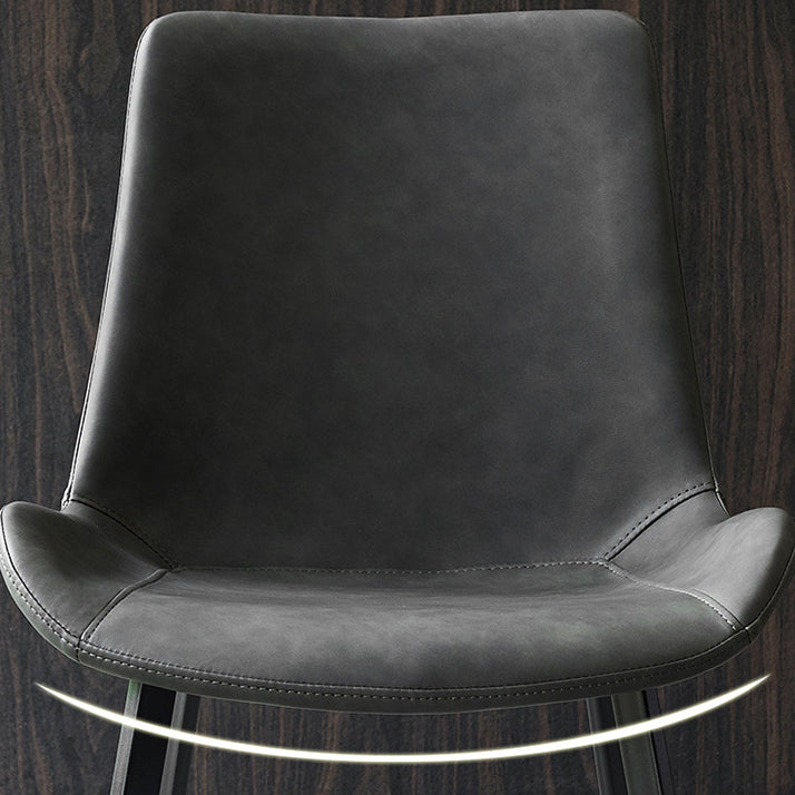 Faux Leather Dining Chairs Industrial Arm Solid Back Dining Side Chairs