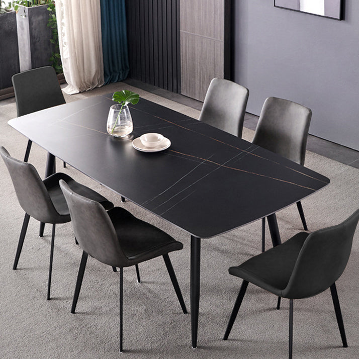 Faux Leather Dining Chairs Industrial Arm Solid Back Dining Side Chairs