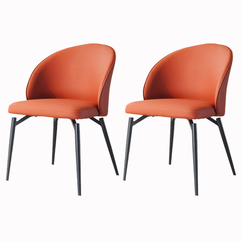 Solid Back Armless Chair Industrial Design PU Leather Dining Chairs