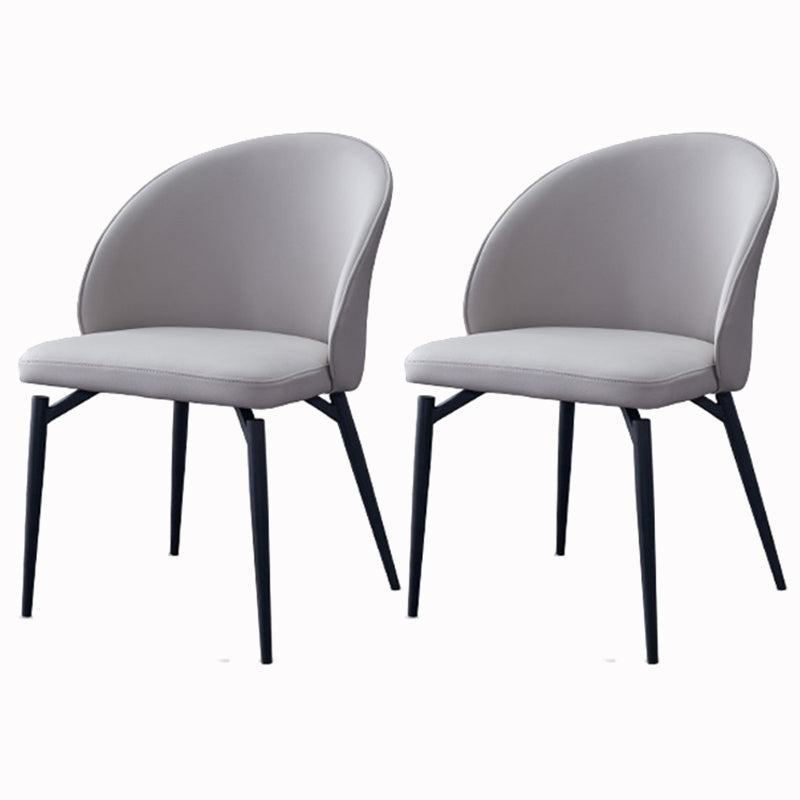 Solid Back Armless Chair Industrial Design PU Leather Dining Chairs