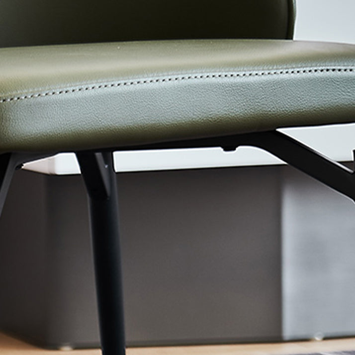 Solid Back Armless Chair Industrial Design PU Leather Dining Chairs