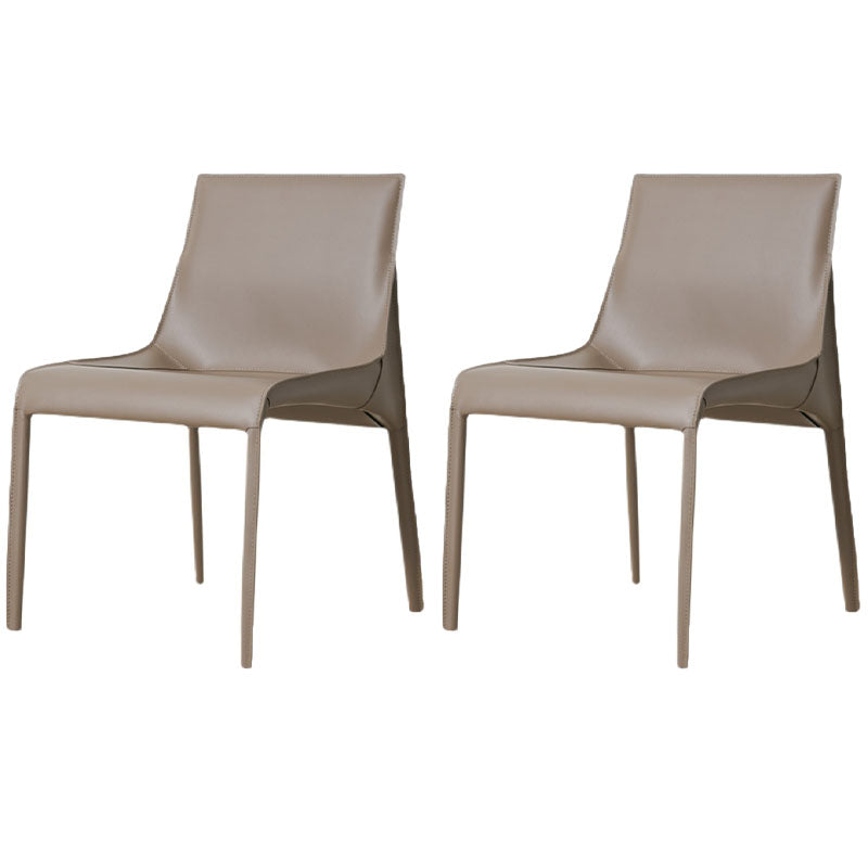 Contemporary Leather Dining Armless Chair Metal Dining Chair for Restaurant Use