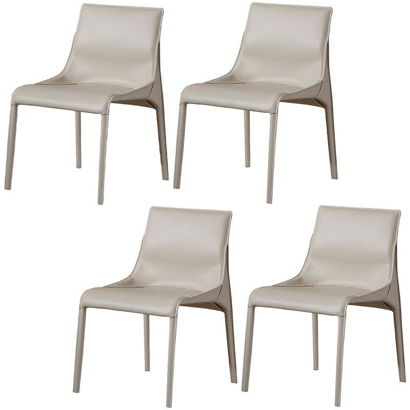 Contemporary Leather Dining Armless Chair Metal Dining Chair for Restaurant Use