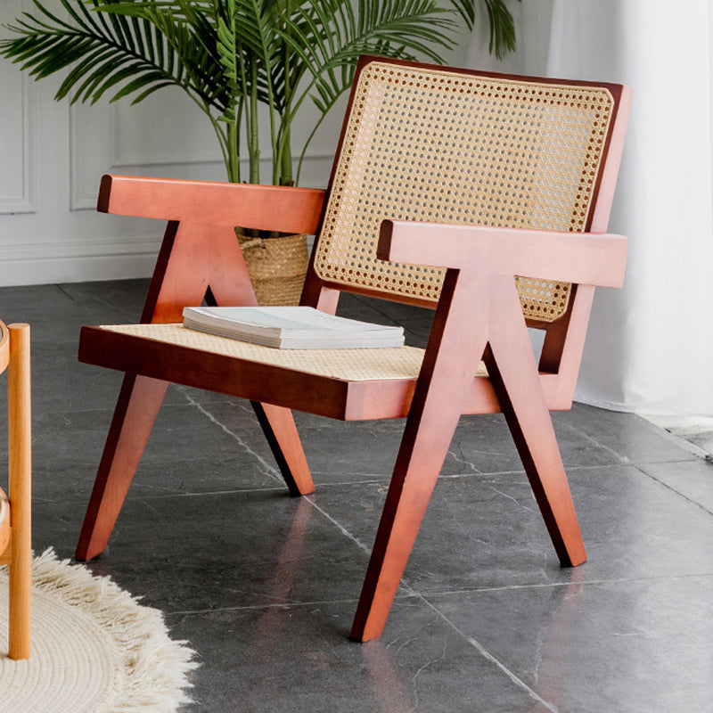 Contemporary Balcony Wood Arm Chair Matte Finish Open Dining Chair