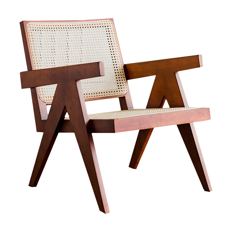 Contemporary Balcony Wood Arm Chair Matte Finish Open Dining Chair