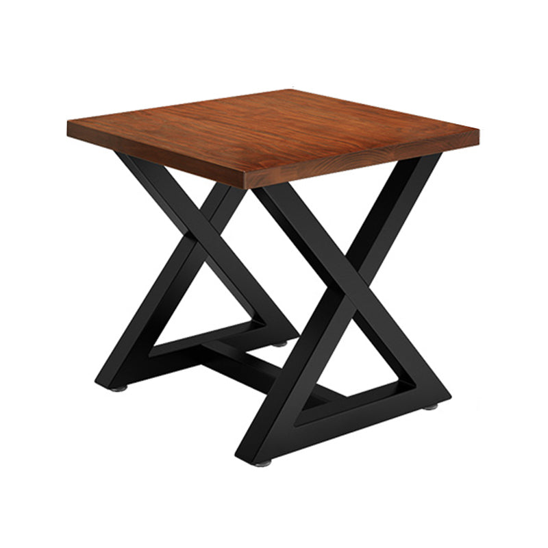 Square Wooden Dining Table Industrial Brown Top Table with Black Frame
