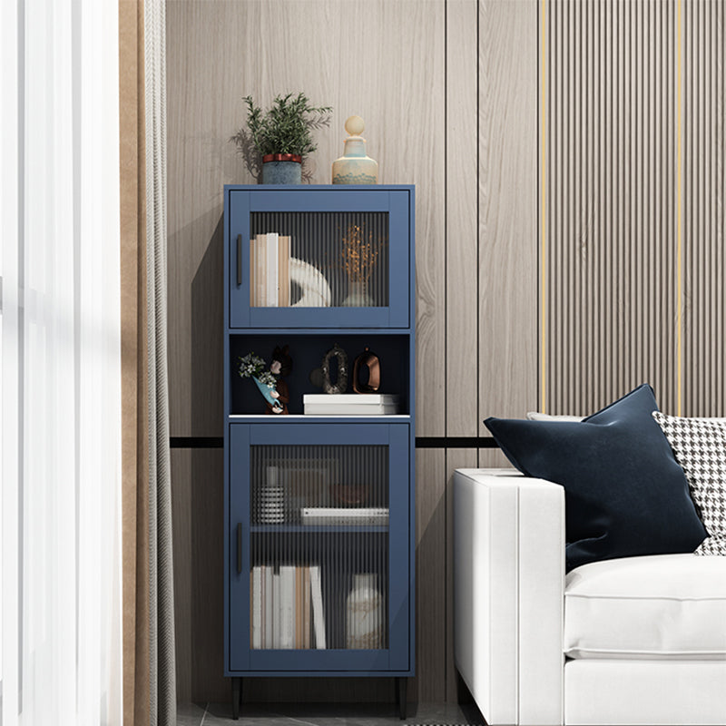 Modern Wooden Storage Cabinet with 2 Storage Shelf and Glass Paned