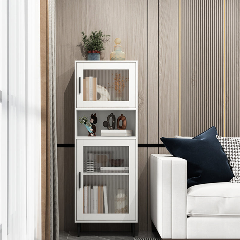 Modern Wooden Storage Cabinet with 2 Storage Shelf and Glass Paned