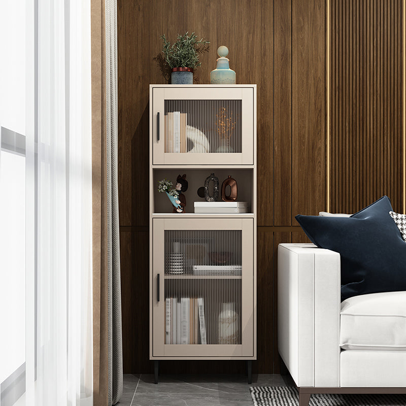 Modern Wooden Storage Cabinet with 2 Storage Shelf and Glass Paned