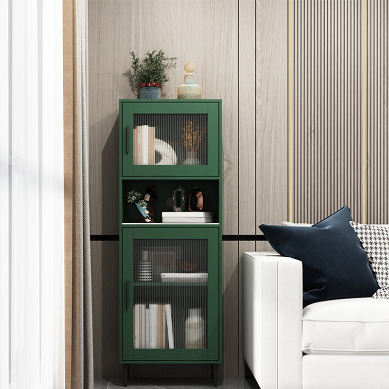 Modern Wooden Storage Cabinet with 2 Storage Shelf and Glass Paned