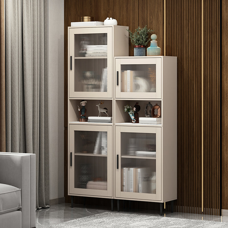 Modern Wooden Storage Cabinet with 2 Storage Shelf and Glass Paned