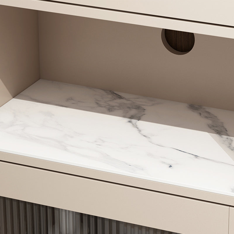 Modern Wooden Storage Cabinet with 2 Storage Shelf and Glass Paned