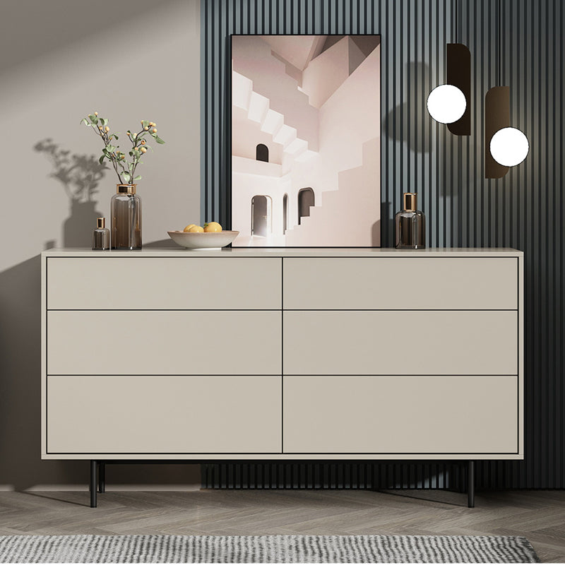 13.77" Wide Modern Accent Chest with 6 Drawers and 4 Straight Black Legs