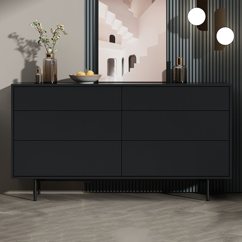 13.77" Wide Modern Accent Chest with 6 Drawers and 4 Straight Black Legs