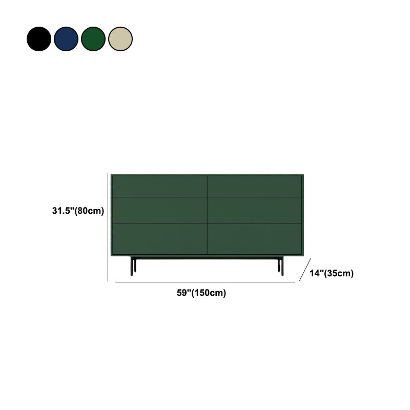 13.77" Wide Modern Accent Chest with 6 Drawers and 4 Straight Black Legs