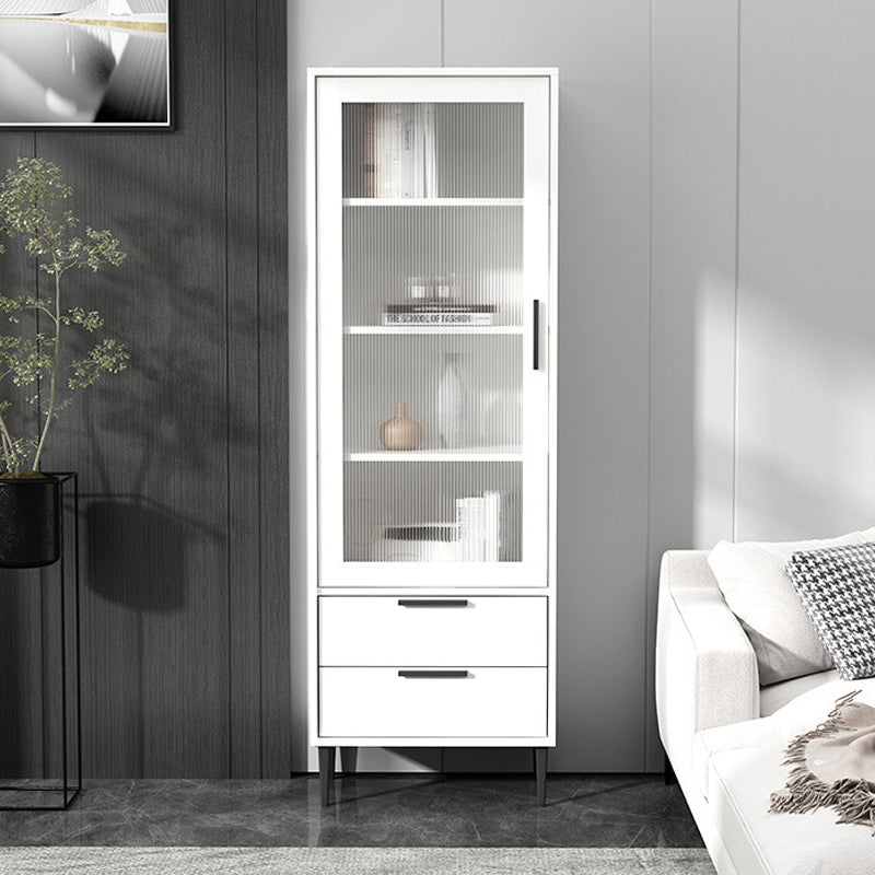 Wooden Accent Cabinet with Glass Door and 2 - Drawer 11.81" Wide Side Cabinet