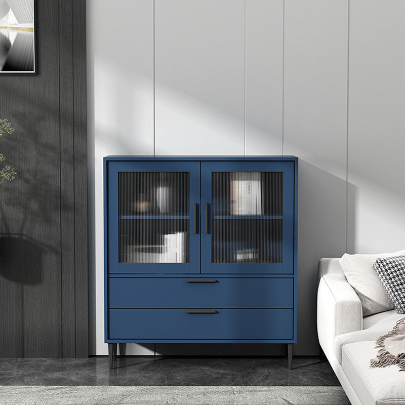Wooden Accent Cabinet with Glass Door and 2 - Drawer 11.81" Wide Side Cabinet