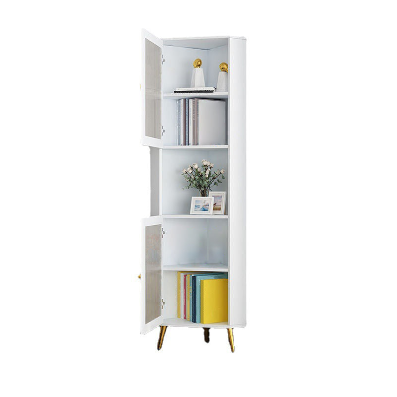 Contemporary Storage Cabinet with 3 Shelves and Glass Paned Triangle Cabinet
