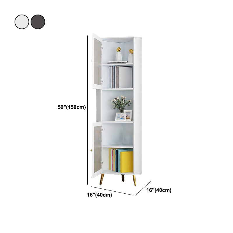 Contemporary Storage Cabinet with 3 Shelves and Glass Paned Triangle Cabinet
