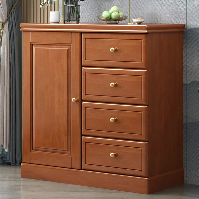 Rubberwood Accent Chest with1 - Door and Drawer, Bar Pulls Chest