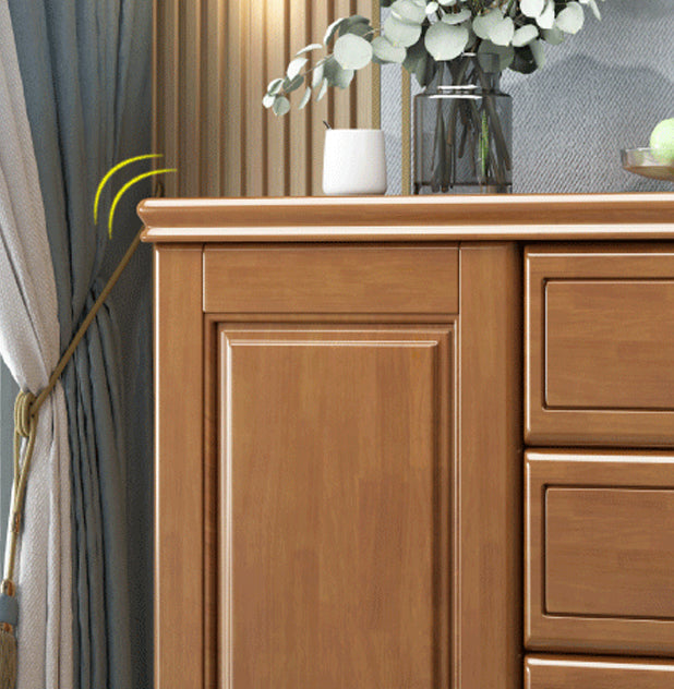 Rubberwood Accent Chest with1 - Door and Drawer, Bar Pulls Chest