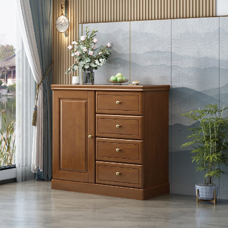 Rubberwood Accent Chest with1 - Door and Drawer, Bar Pulls Chest