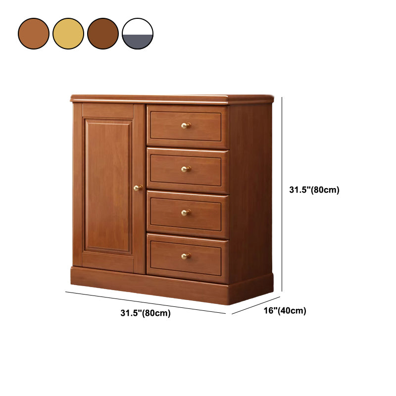 Rubberwood Accent Chest with1 - Door and Drawer, Bar Pulls Chest