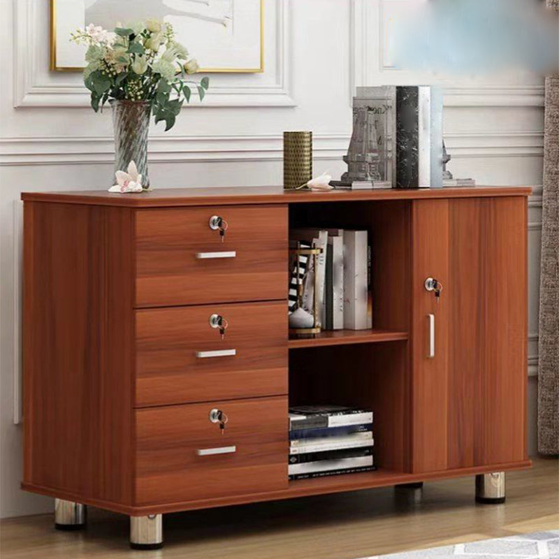 Modern Side Cabinet Wooden Accent Cabinet with 1 Door and 3 Drawers