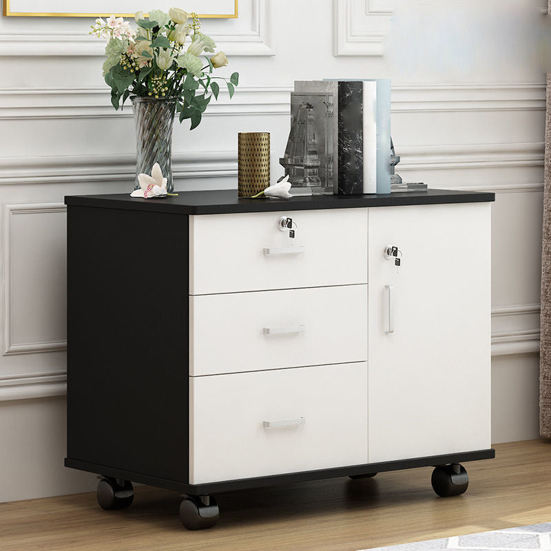 Modern Side Cabinet Wooden Accent Cabinet with 1 Door and 3 Drawers