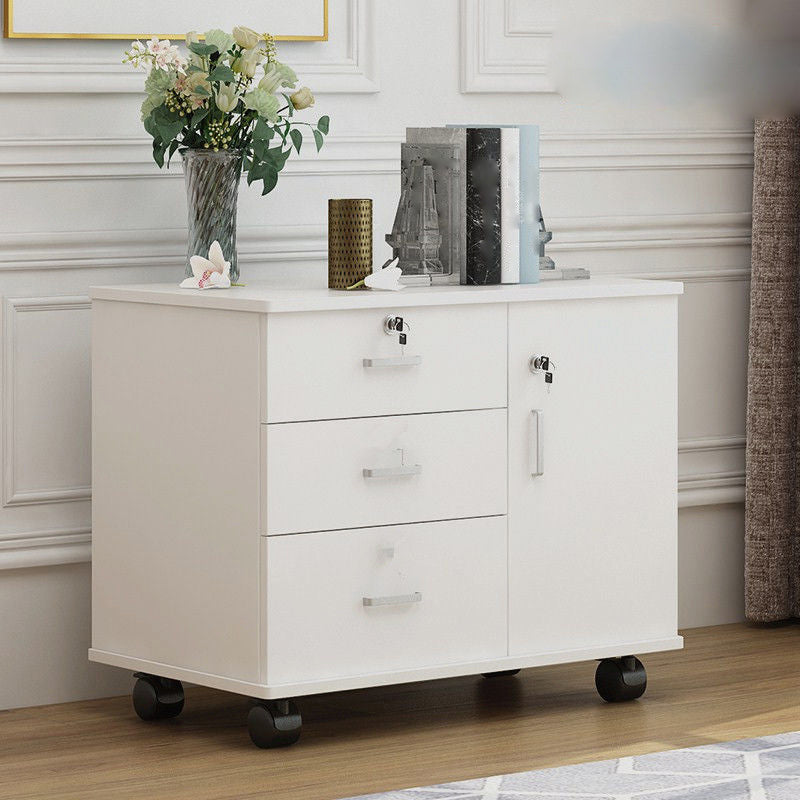 Modern Side Cabinet Wooden Accent Cabinet with 1 Door and 3 Drawers