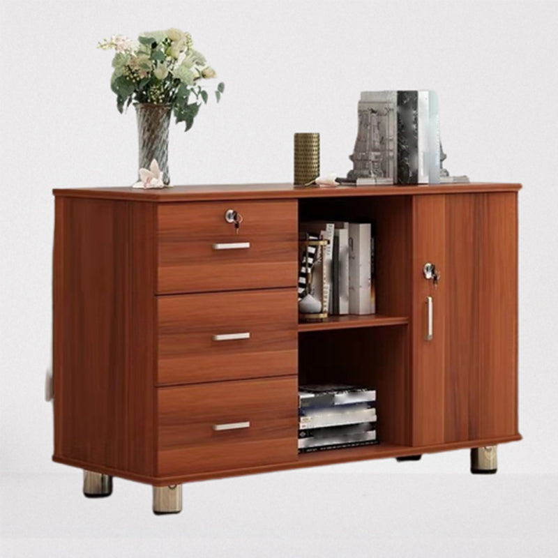 Modern Side Cabinet Wooden Accent Cabinet with 1 Door and 3 Drawers