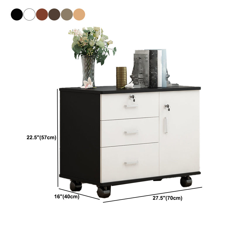 Modern Side Cabinet Wooden Accent Cabinet with 1 Door and 3 Drawers