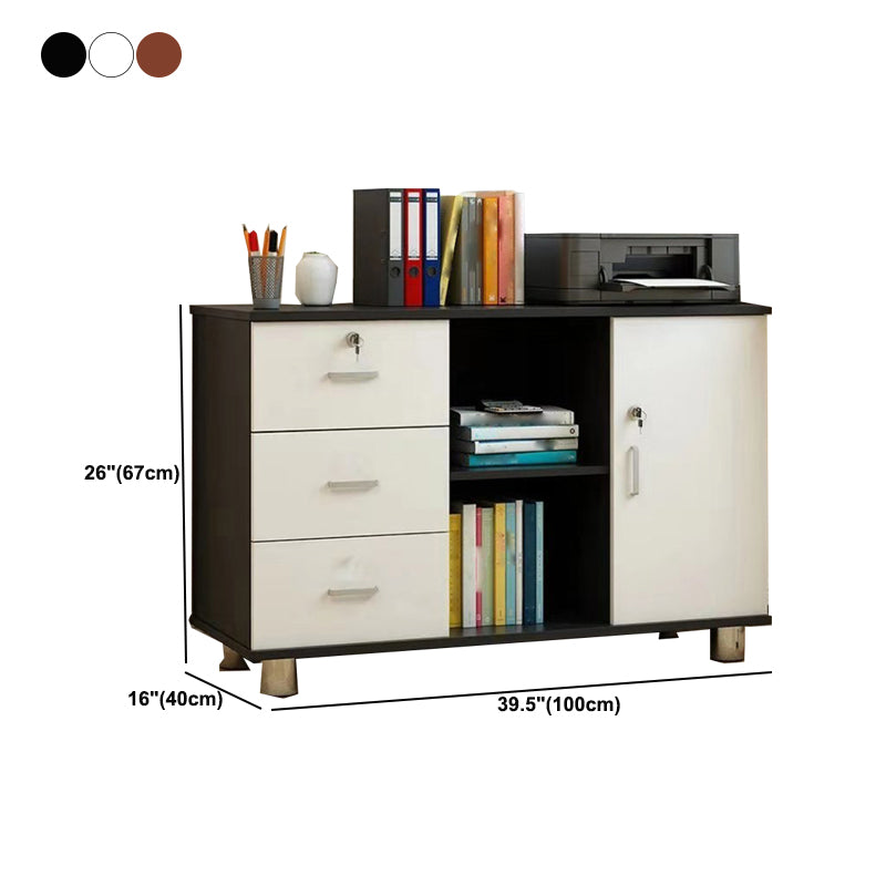 Modern Side Cabinet Wooden Accent Cabinet with 1 Door and 3 Drawers