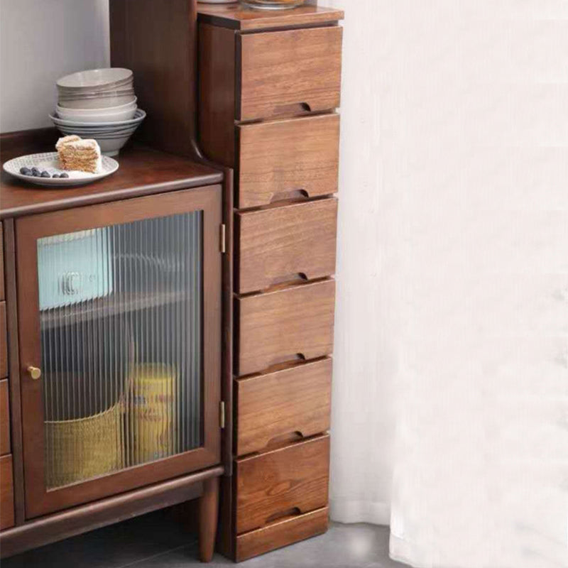 44.09" H Mid-Century Modern Solid Wood Accent Chest with 6 Drawers