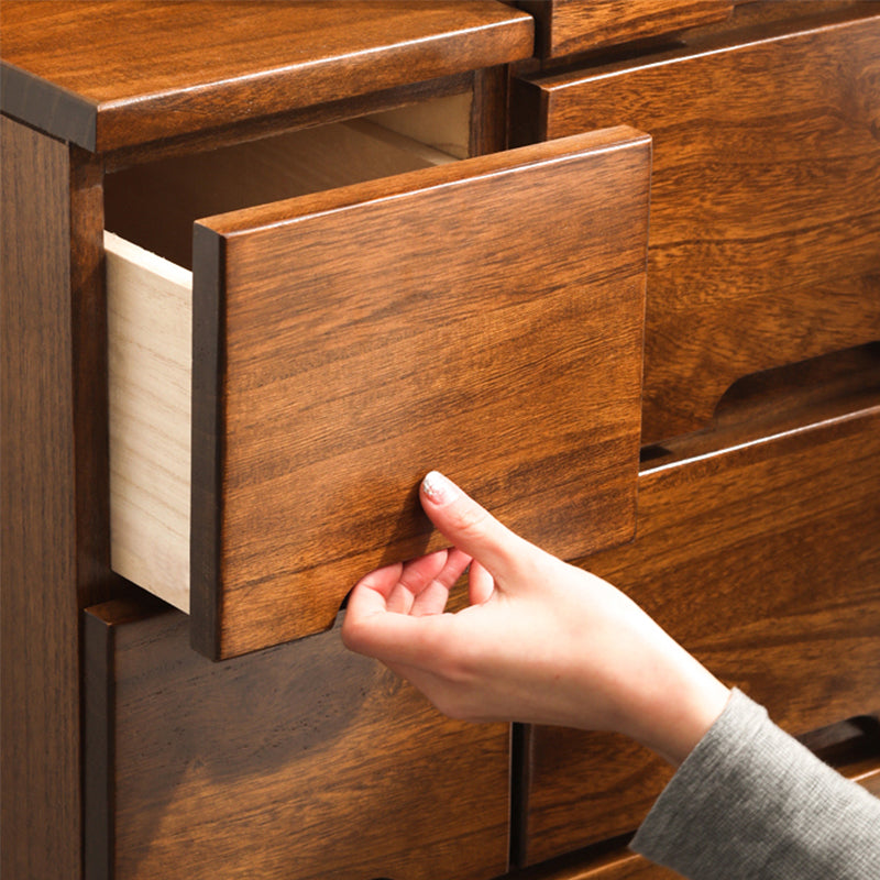 44.09" H Mid-Century Modern Solid Wood Accent Chest with 6 Drawers