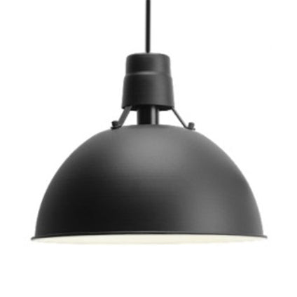 16"/19.5" W 1 Light Pendant Lighting with Dome Shade Metal Industrial Dining Room Hanging Ceiling Light in Black/White
