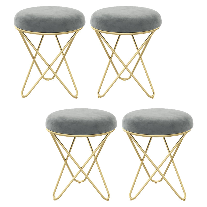 Gorgeous Velvet Pouf Ottoman Pure Color Stain Resistant Round Footstool Ottoman