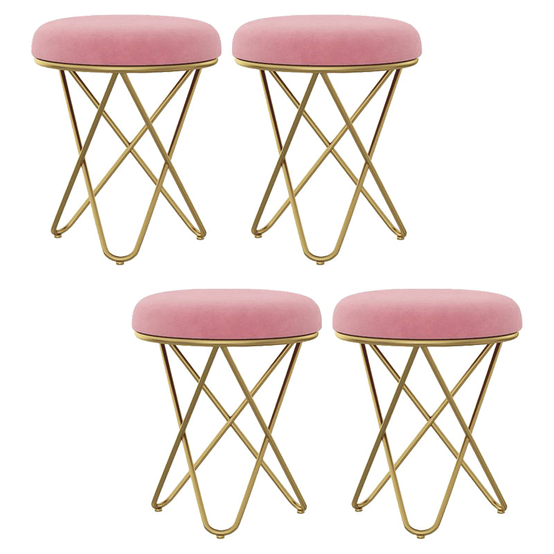 Gorgeous Velvet Pouf Ottoman Pure Color Stain Resistant Round Footstool Ottoman