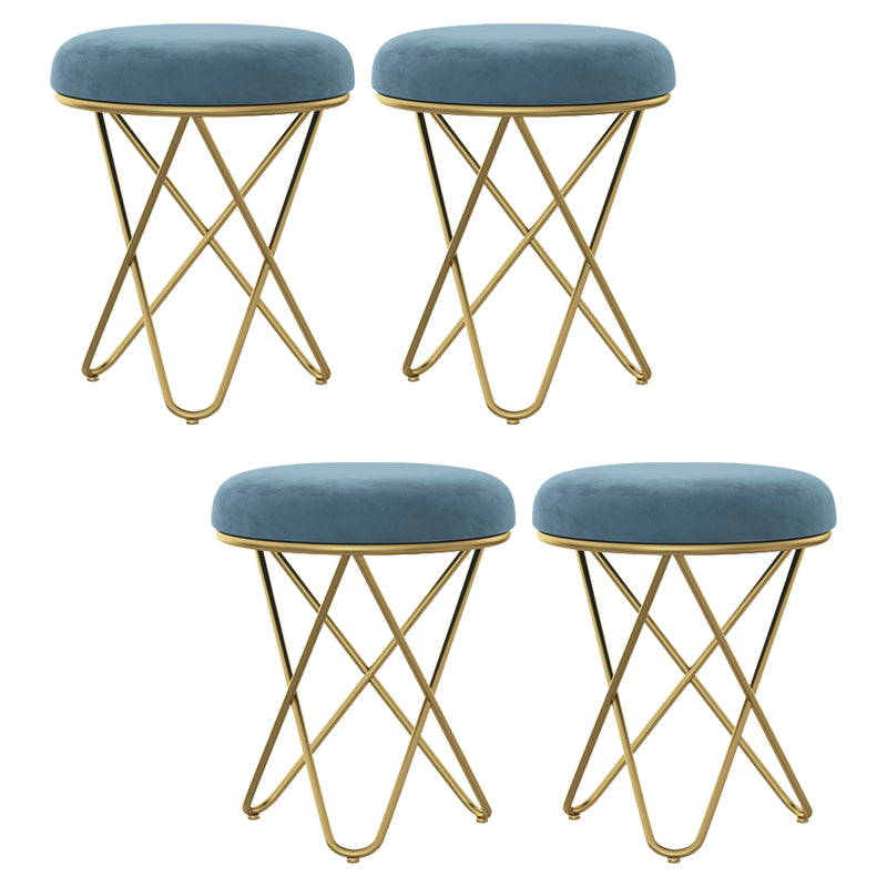 Gorgeous Velvet Pouf Ottoman Pure Color Stain Resistant Round Footstool Ottoman