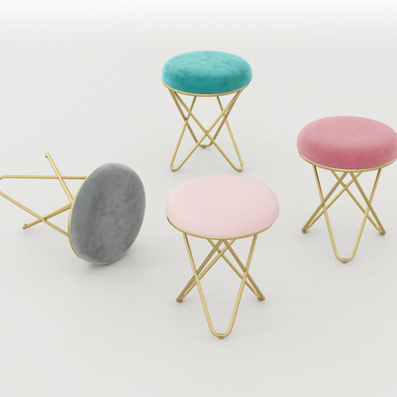 Gorgeous Velvet Pouf Ottoman Pure Color Stain Resistant Round Footstool Ottoman