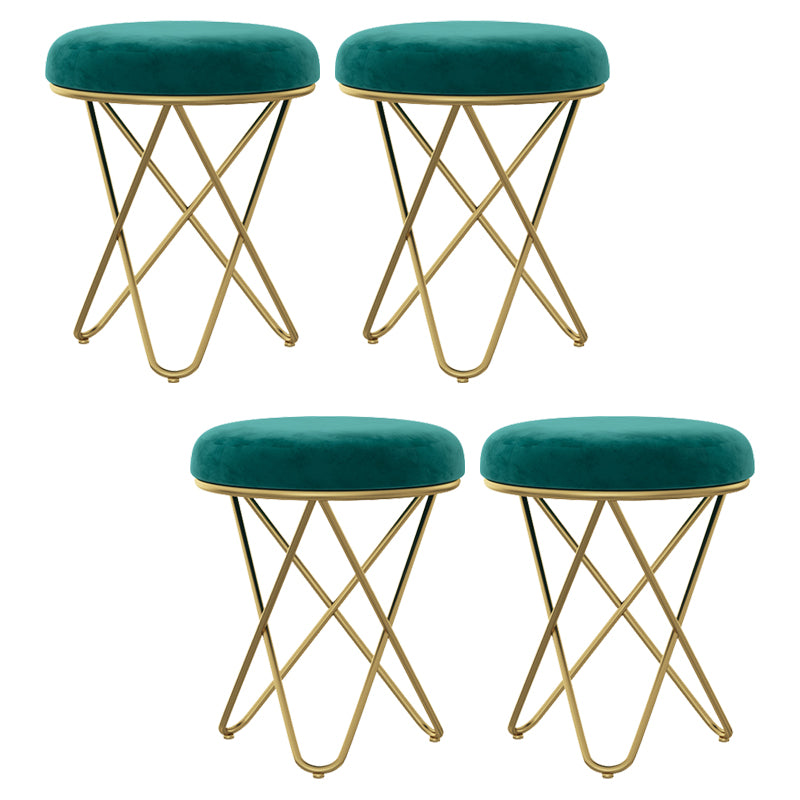 Gorgeous Velvet Pouf Ottoman Pure Color Stain Resistant Round Footstool Ottoman