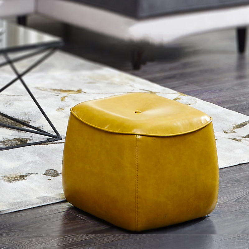 Contemporary Rectangle Shape Pouf PU Leather Upholstered Ottoman