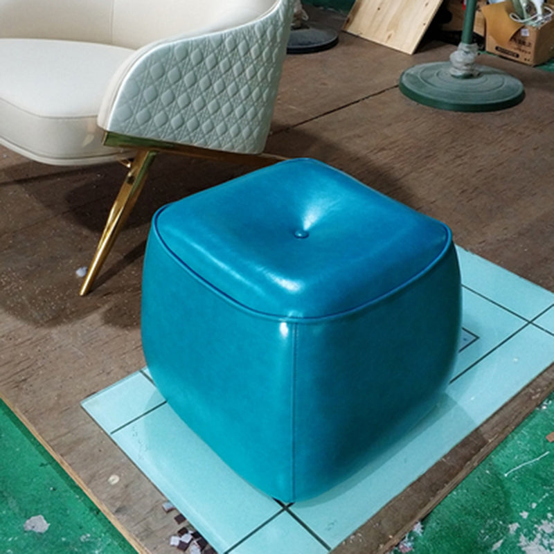 Contemporary Rectangle Shape Pouf PU Leather Upholstered Ottoman