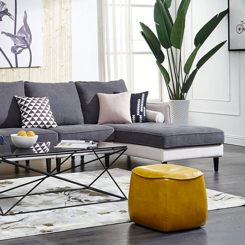 Contemporary Rectangle Shape Pouf PU Leather Upholstered Ottoman