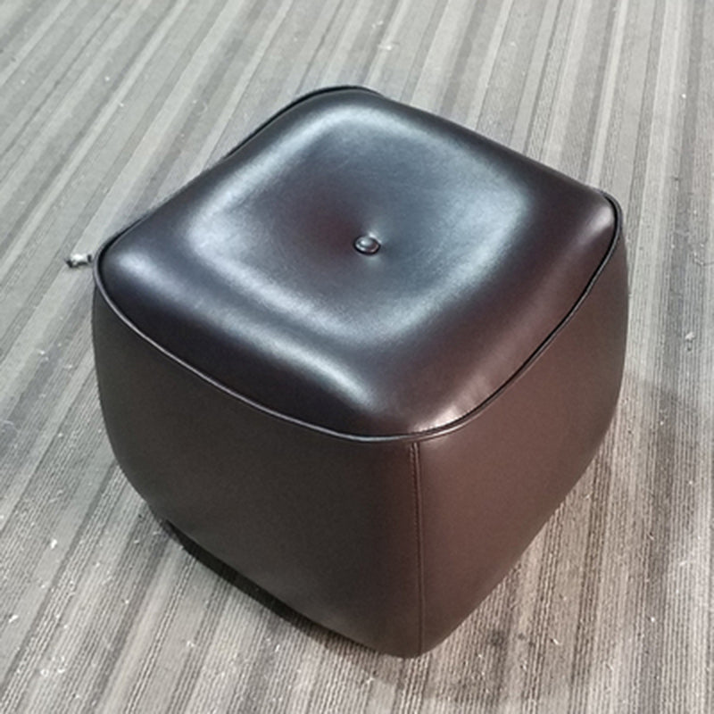 Contemporary Rectangle Shape Pouf PU Leather Upholstered Ottoman