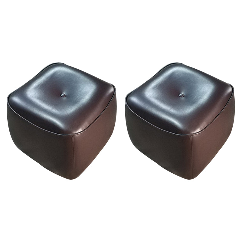 Contemporary Rectangle Shape Pouf PU Leather Upholstered Ottoman