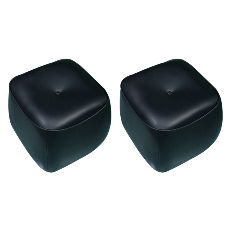 Contemporary Rectangle Shape Pouf PU Leather Upholstered Ottoman