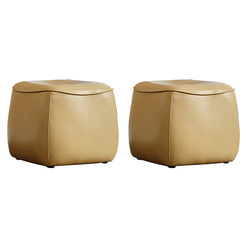 Contemporary Rectangle Shape Pouf PU Leather Upholstered Ottoman