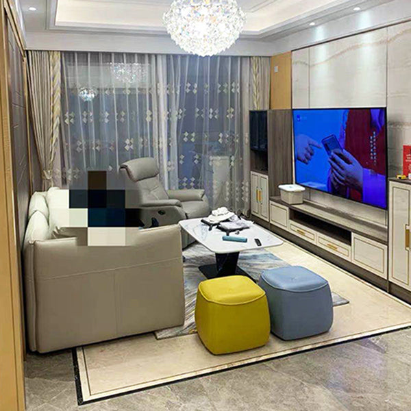 Contemporary Rectangle Shape Pouf PU Leather Upholstered Ottoman